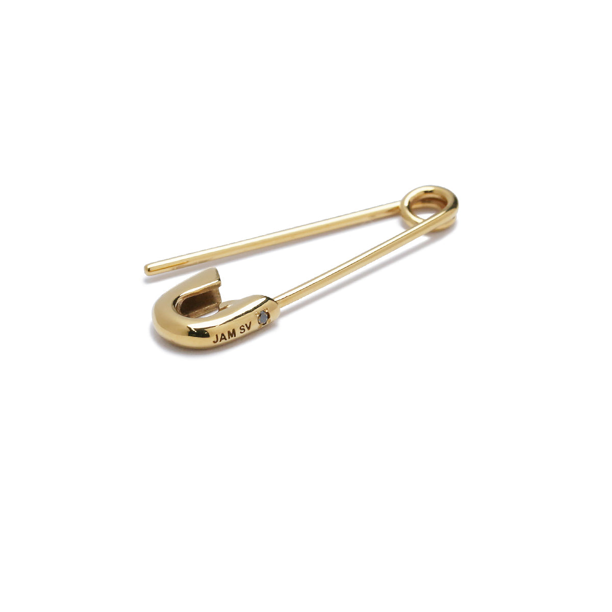 Safety Pin Diamond Earrings M - Gold / Single Ear