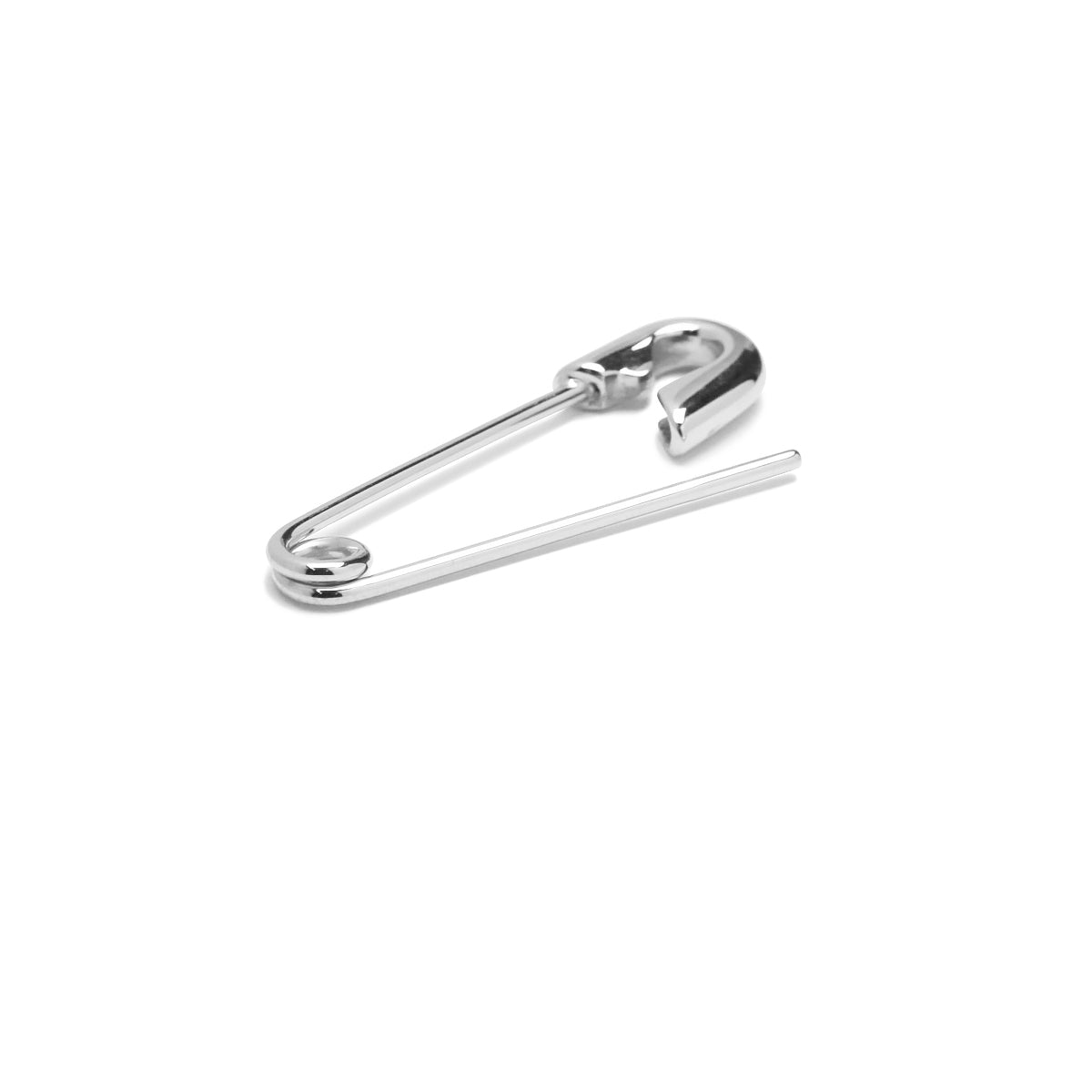 別針式鑽石耳環 M - 銀色（鏡面拋光）/ 單隻