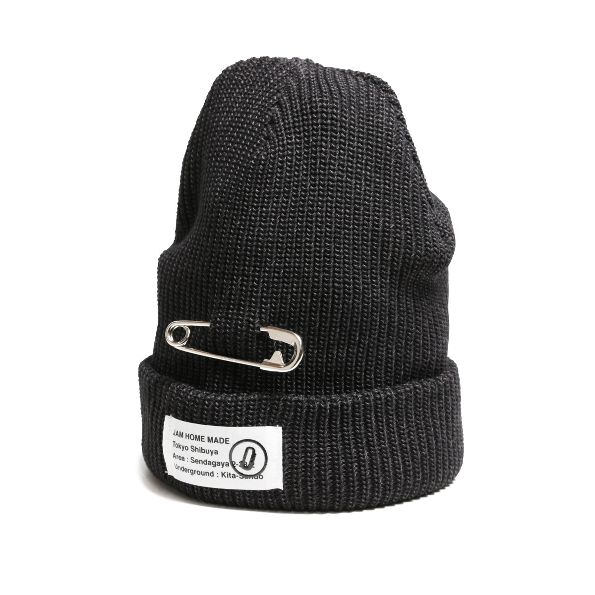 CA4LA Safety Pin JAM SHOP Knit Cap - Black