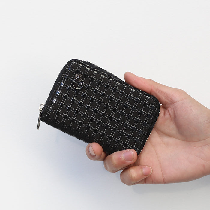 Inden - Indenya Round Zipper Tri-Fold Wallet, Check Pattern / Coin Purse/Mini Wallet