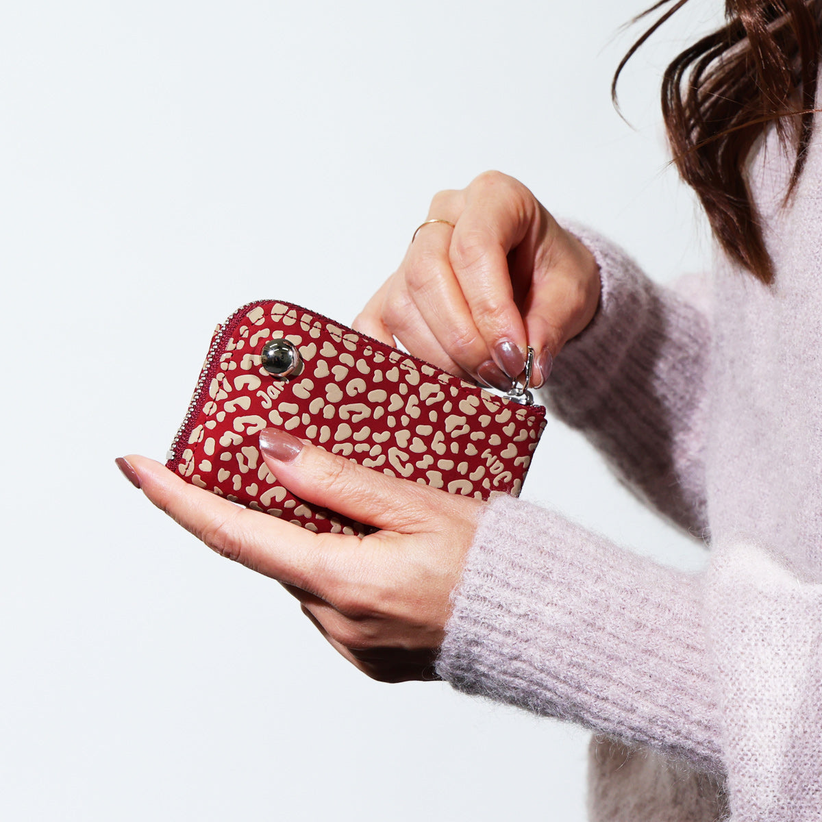 Inden - Indenya L-Type Zipper Coin Case RED×WHITE / Coin Purse/Mini Wallet