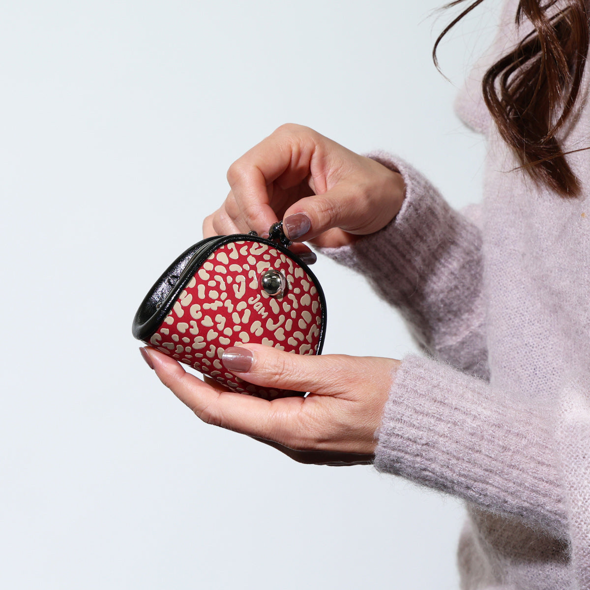 Inden - Indenya Clasp Purse/Coin Case RED×WHITE Leopard Print