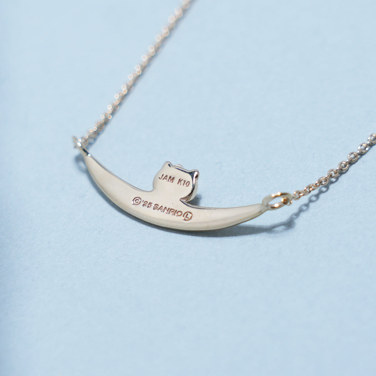 Hello Kitty Crescent Moon Rack Necklace - 10K Yellow Gold