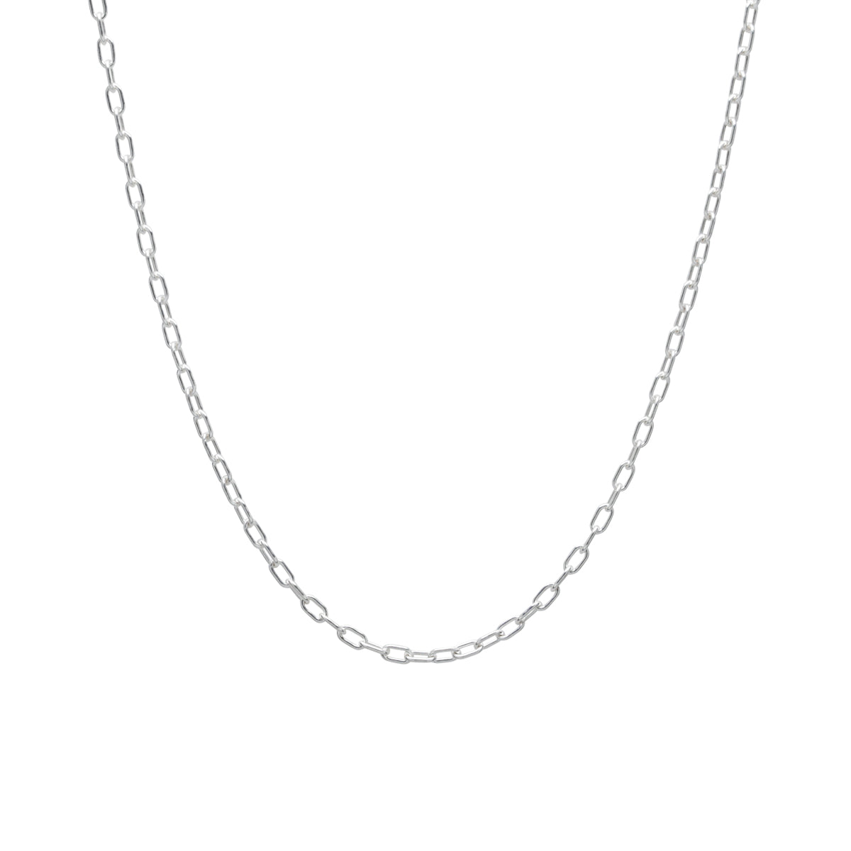 Safety Pin Long Azuki Chain Diamond Necklace XS - Silver (Mirror Finish)