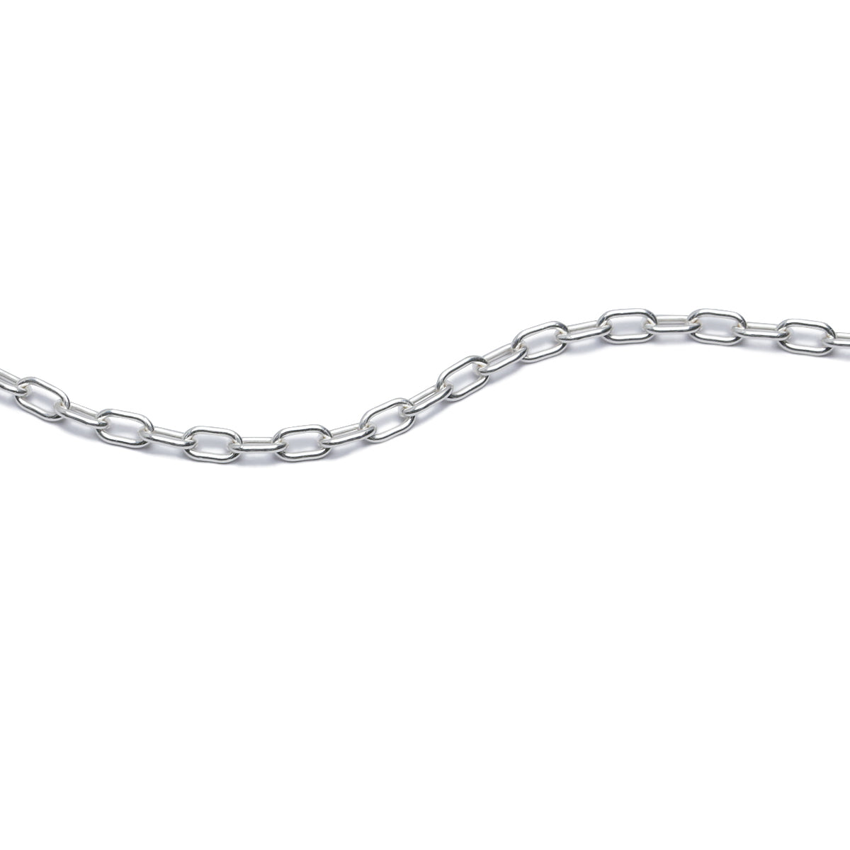 Safety Pin Long Azuki Chain Diamond Necklace XS - Silver (Mirror Finish)
