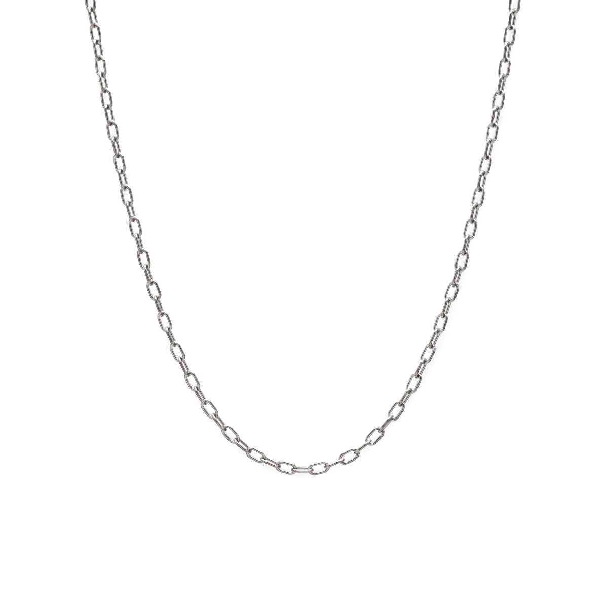 Safety Pin Long Azuki Chain Diamond Necklace XS - Silver (Smoked Finish)
