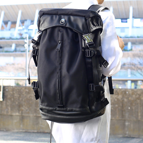 Ethical Leather & Eco Cordura Combination Backpack Rucksack 20L