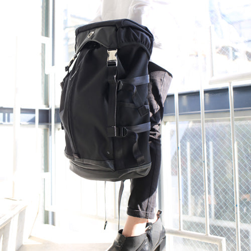 Ethical Leather & Eco Cordura Combination Backpack Rucksack 20L