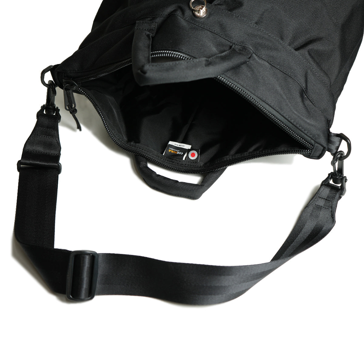 Ethical Leather & Eco Cordura Combination Helmet Bag Shoulder Bag Large Capacity Original/Made in Japan