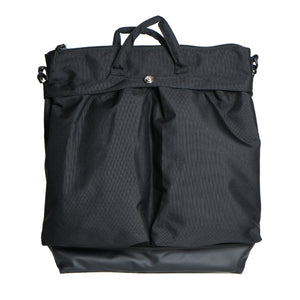 Ethical Leather & Eco Cordura Combination Helmet Bag Shoulder Bag Large Capacity Original/Made in Japan