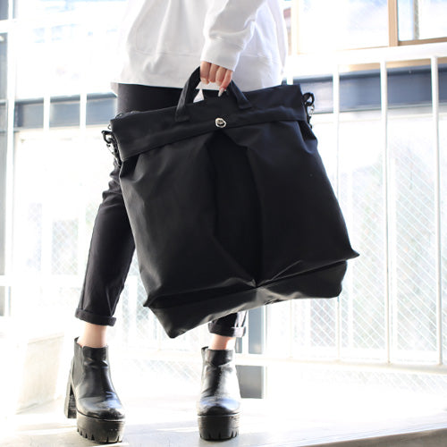 Ethical Leather & Eco Cordura Combination Helmet Bag Shoulder Bag Large Capacity Original/Made in Japan