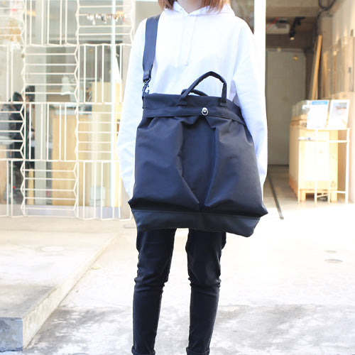 Ethical Leather & Eco Cordura Combination Helmet Bag Shoulder Bag Large Capacity Original/Made in Japan