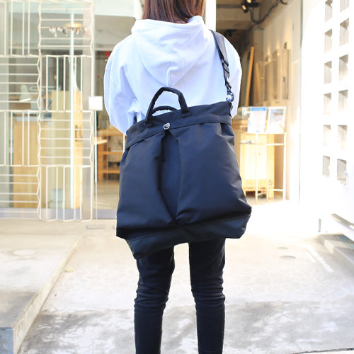 Ethical Leather & Eco Cordura Combination Helmet Bag Shoulder Bag Large Capacity Original/Made in Japan