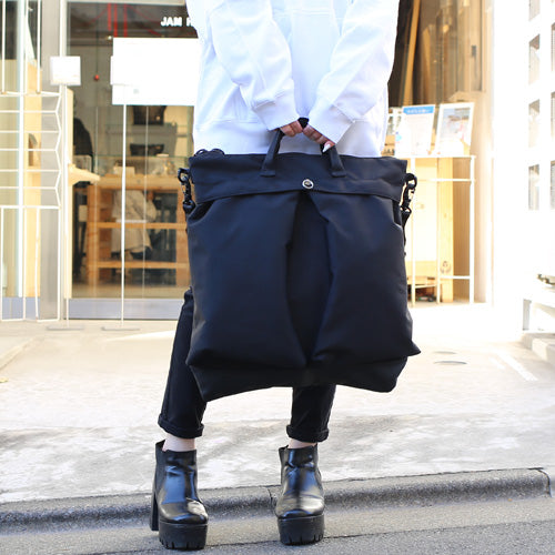 Ethical Leather & Eco Cordura Combination Helmet Bag Shoulder Bag Large Capacity Original/Made in Japan