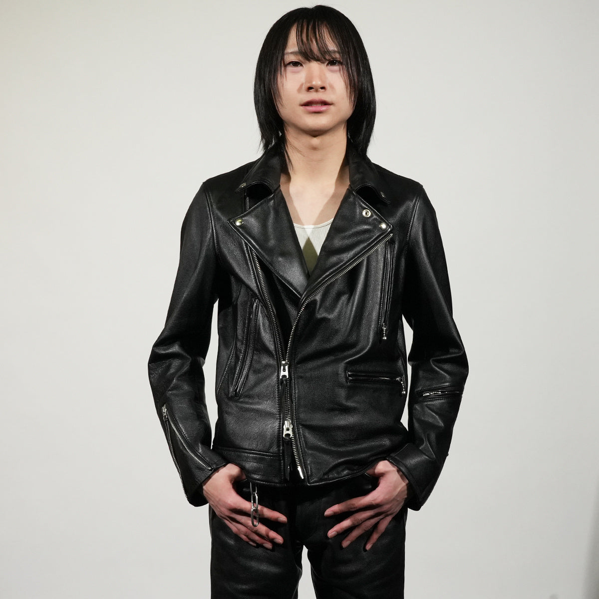 KADOTANI 皮革骑士夹克，双层部落