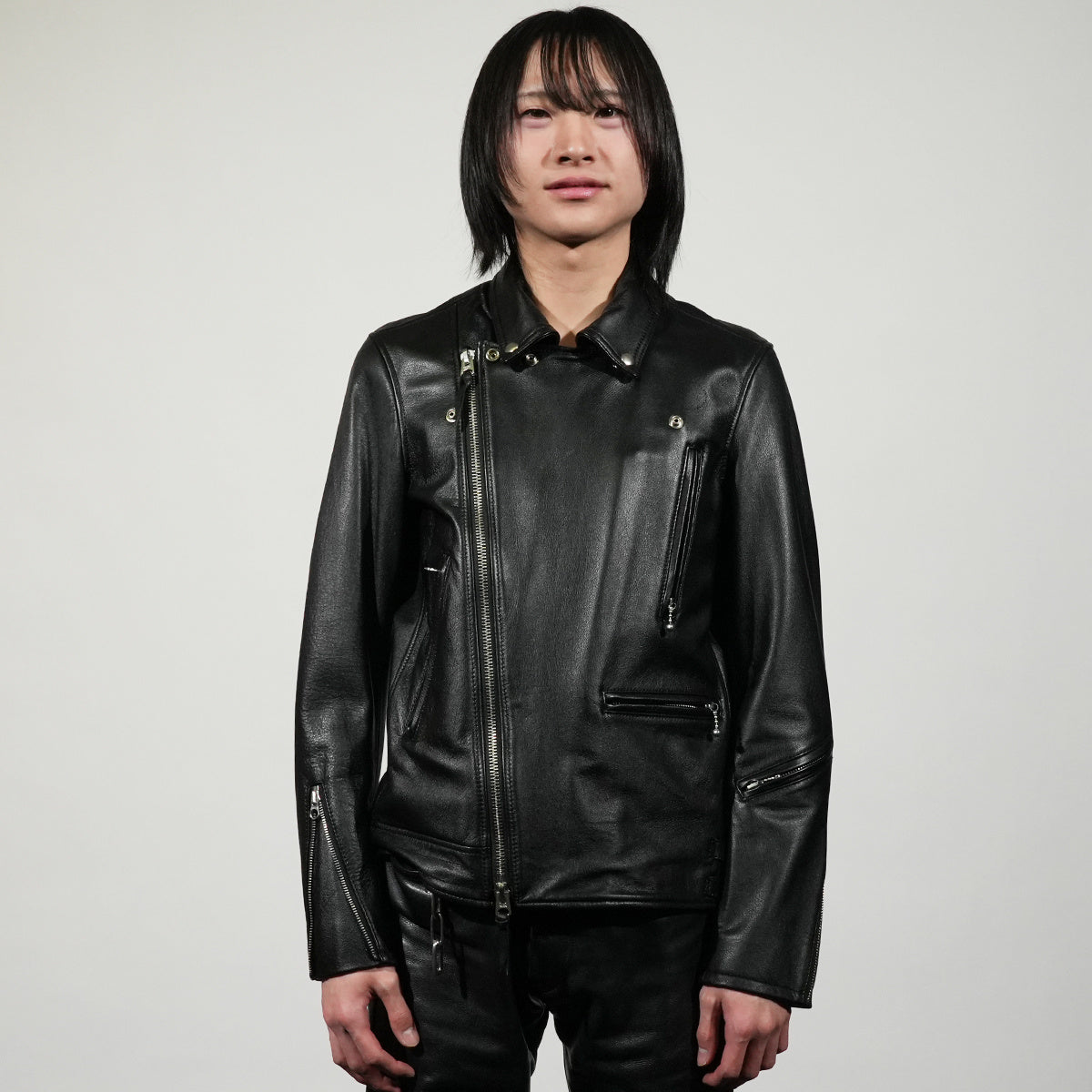 KADOTANI 皮革骑士夹克，双层部落