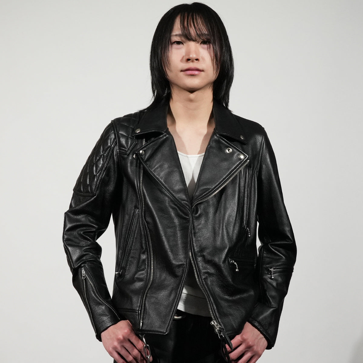 KADOTANI Padded Leather Rider's Jacket, Double Tribe