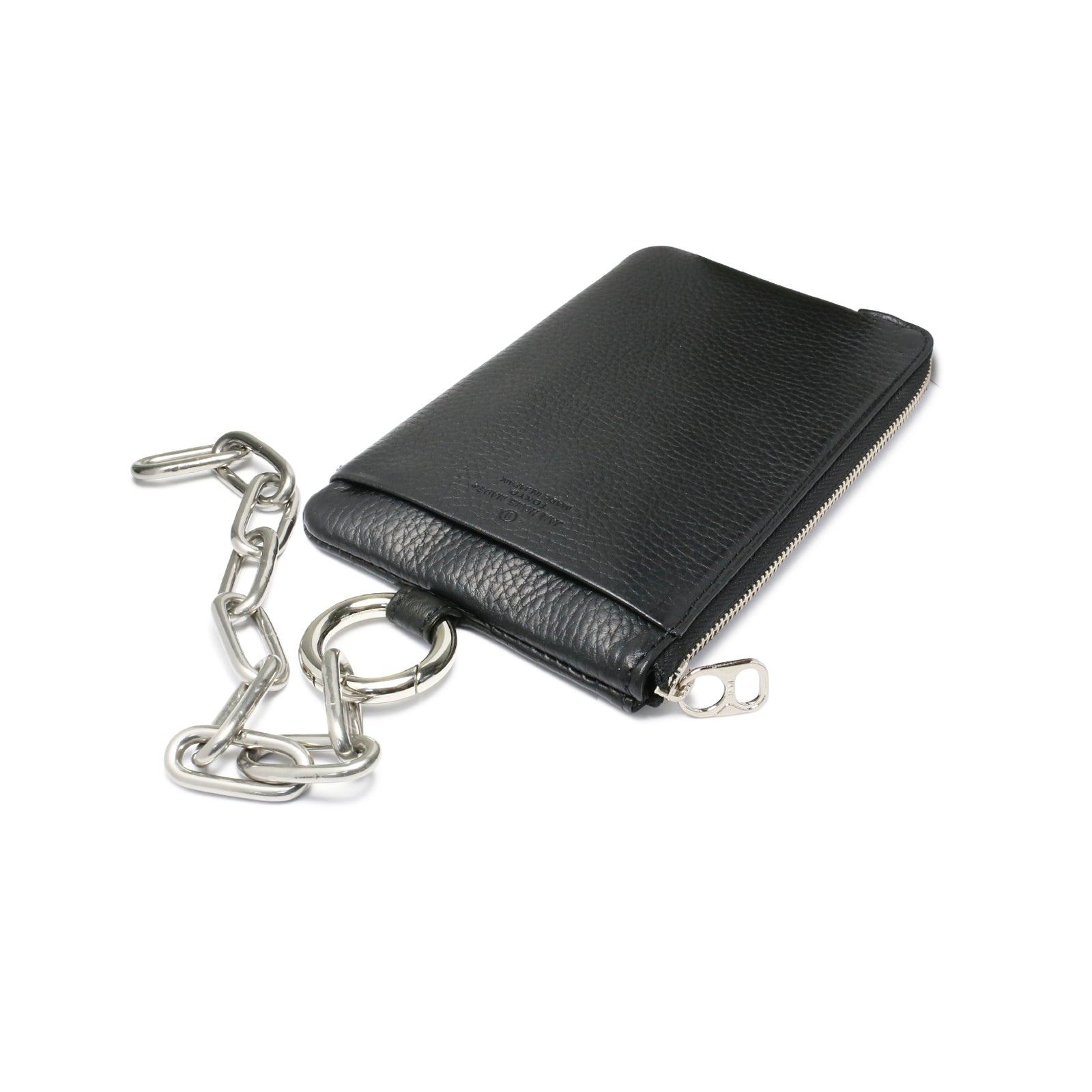 Hands-Free L-Shaped Zip Pouch / Long Wallet Scotchgard Leather with Chain