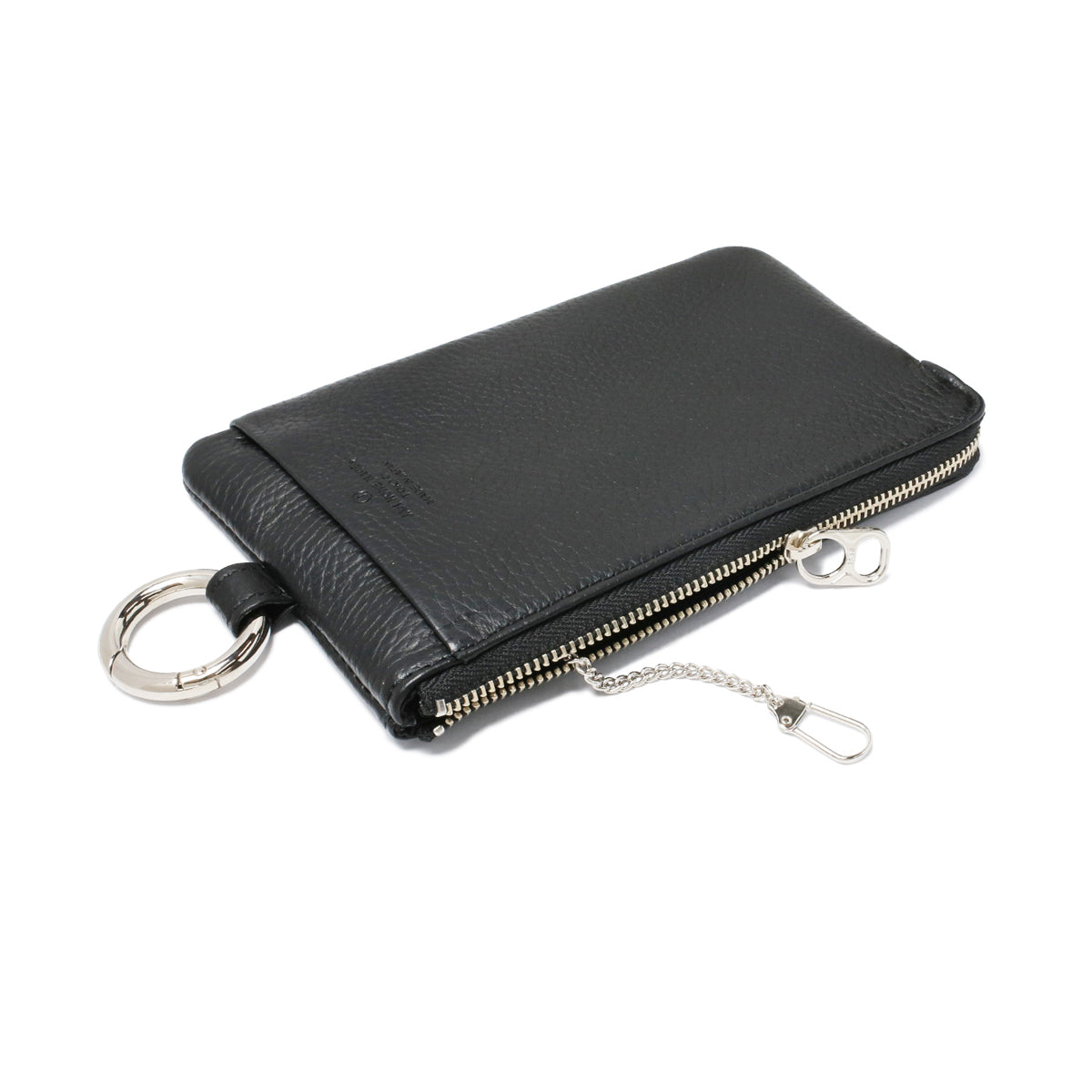 Hands-Free L-Shaped Zip Pouch / Long Wallet Scotchgard Leather with Chain