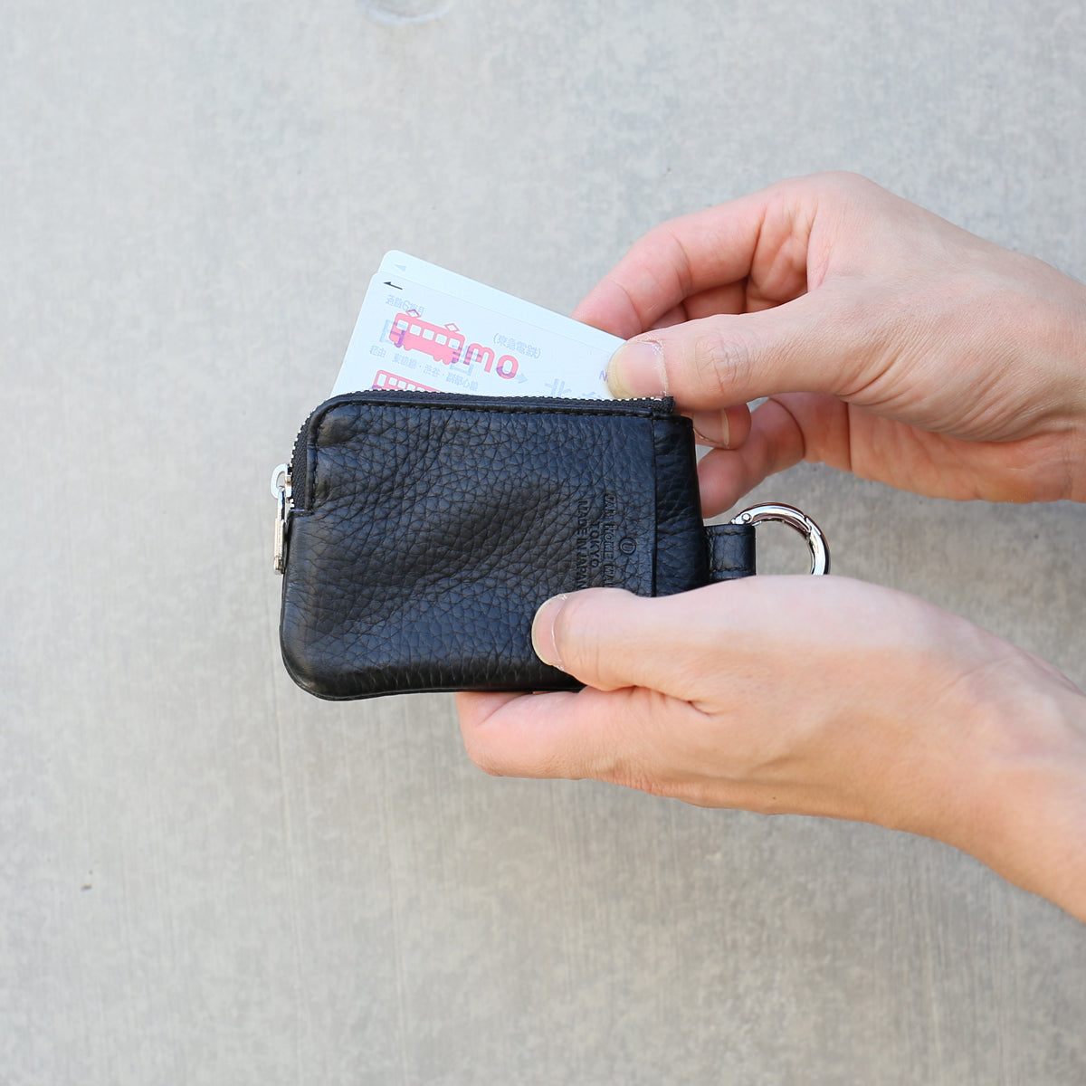 Hands-Free L-Shaped Zip Pouch/Fragment Case Scotchgard Leather
