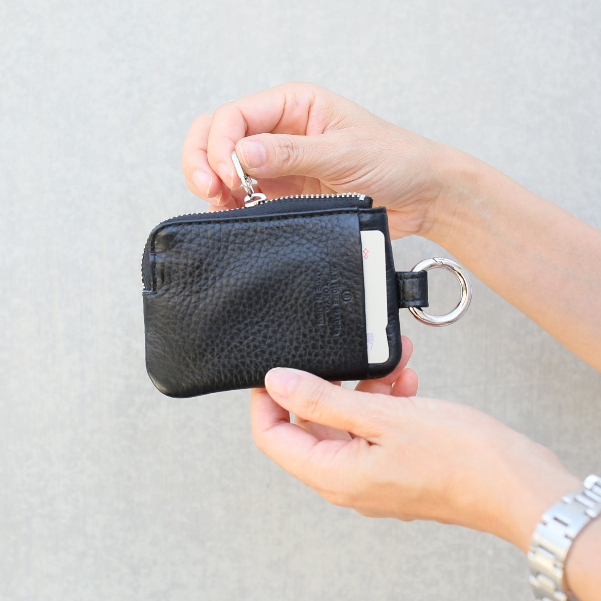 Hands-Free L-Shaped Zip Pouch/Fragment Case Scotchgard Leather