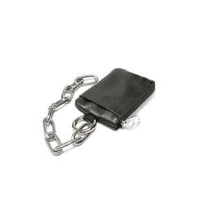 Hands-free L-shaped Zip Pouch/Fragment Case Scotchgard Leather with Chain