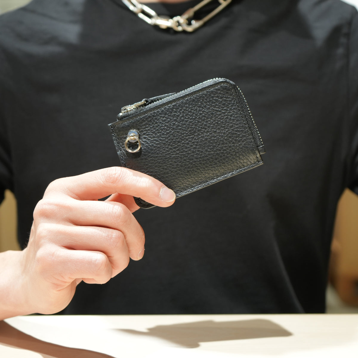 4NK Trick Mini Zip Coin Wallet Cashless Wallet / L-Shaped Coin & Key Case / Eyelet