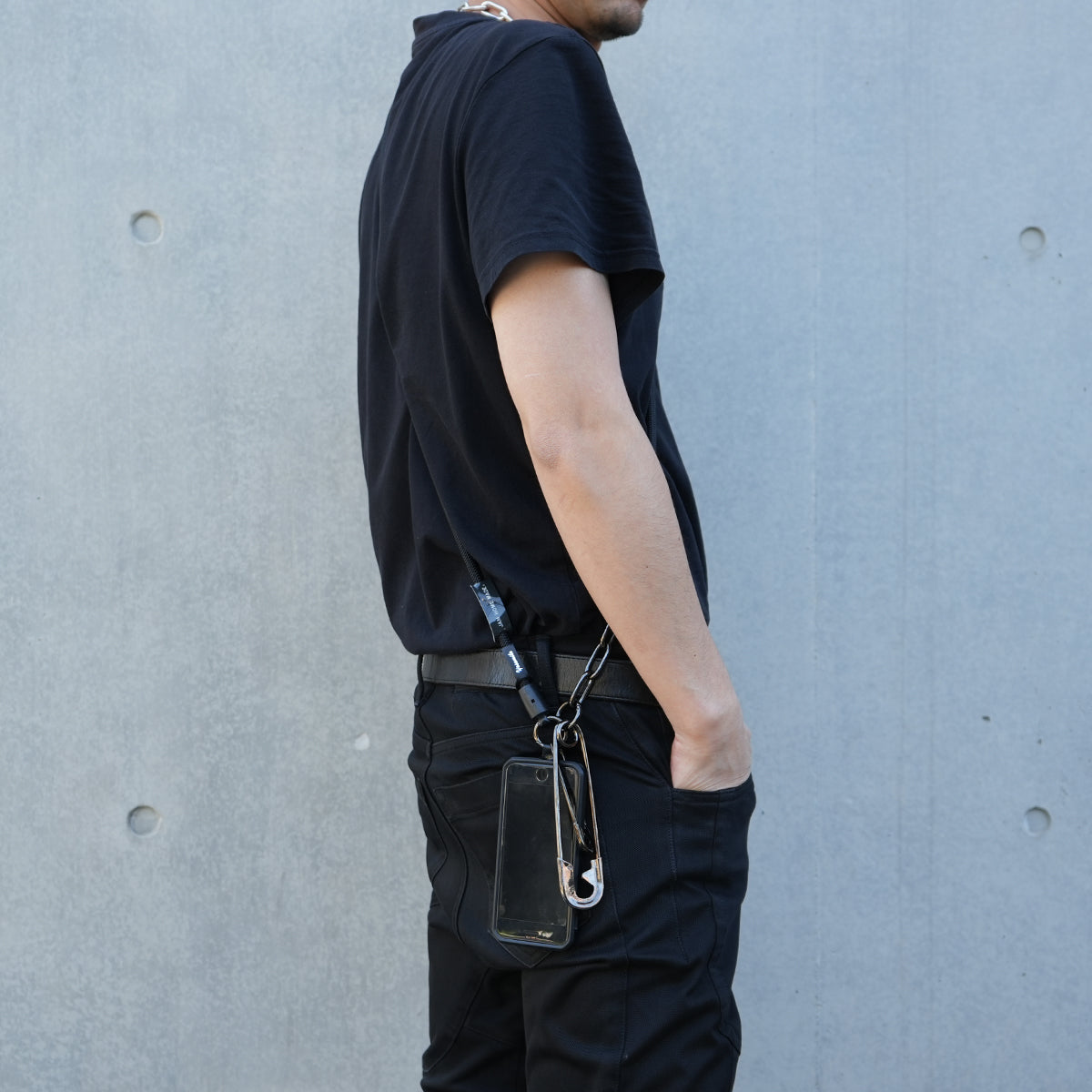 YOSEMITE - Yosemite Strap 4NK Multi Cord Chain Smartphone Shoulder & Wallet Chain Long - Black