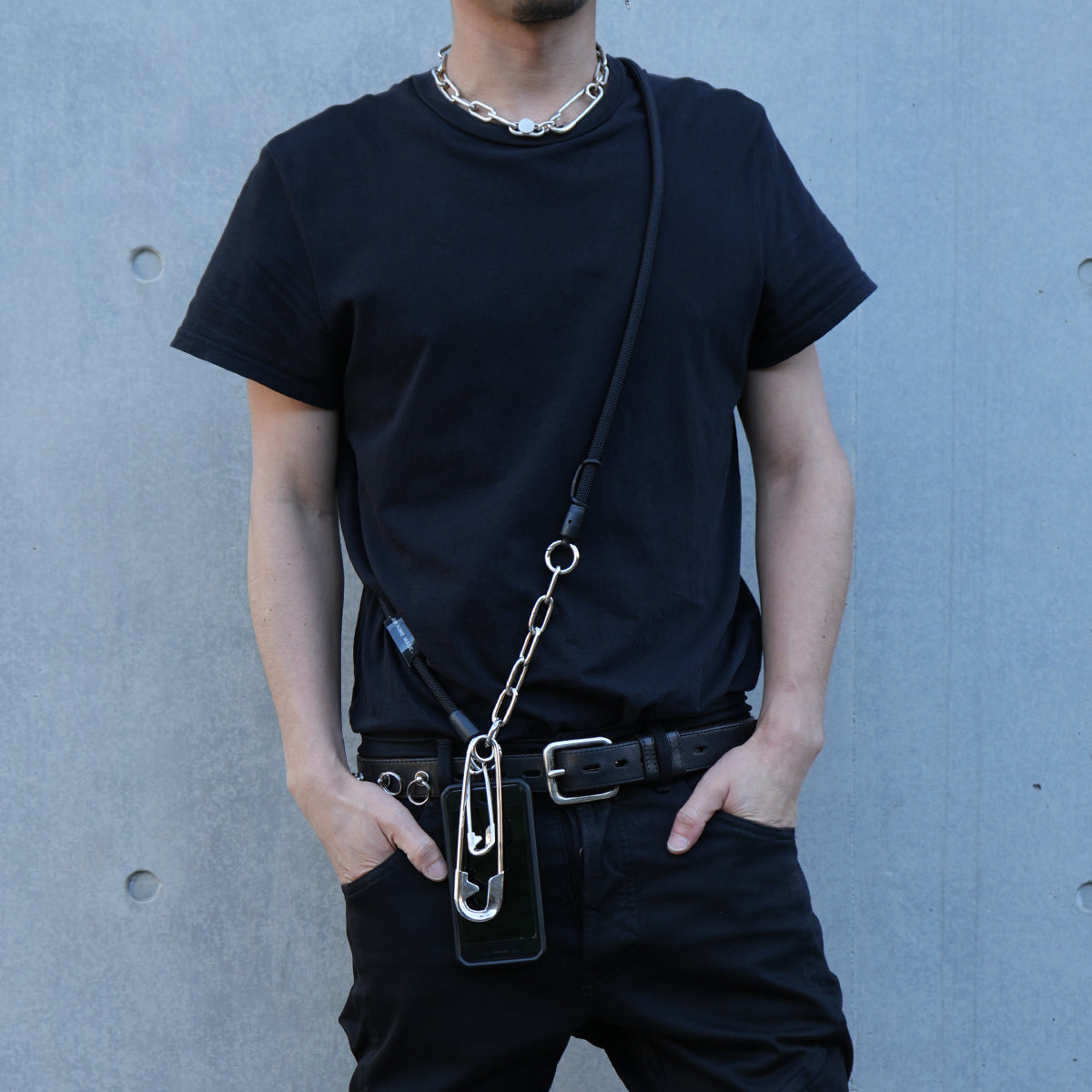 YOSEMITE - Yosemite Strap 4NK Multi Cord Chain Smartphone Shoulder & Wallet Chain Long - Silver