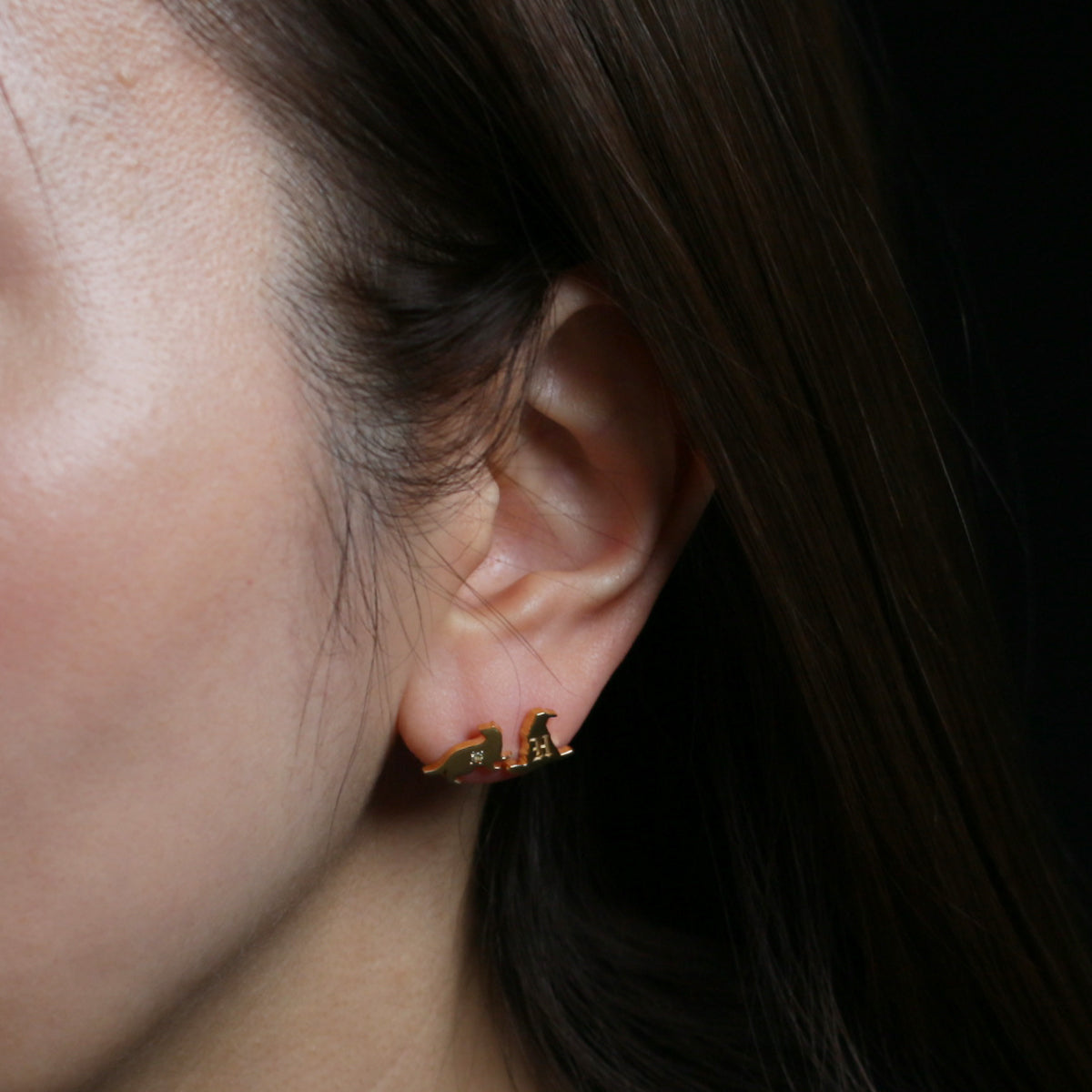 哈利波特與魔法石分院帽耳環 - 赫夫帕夫（雙耳）