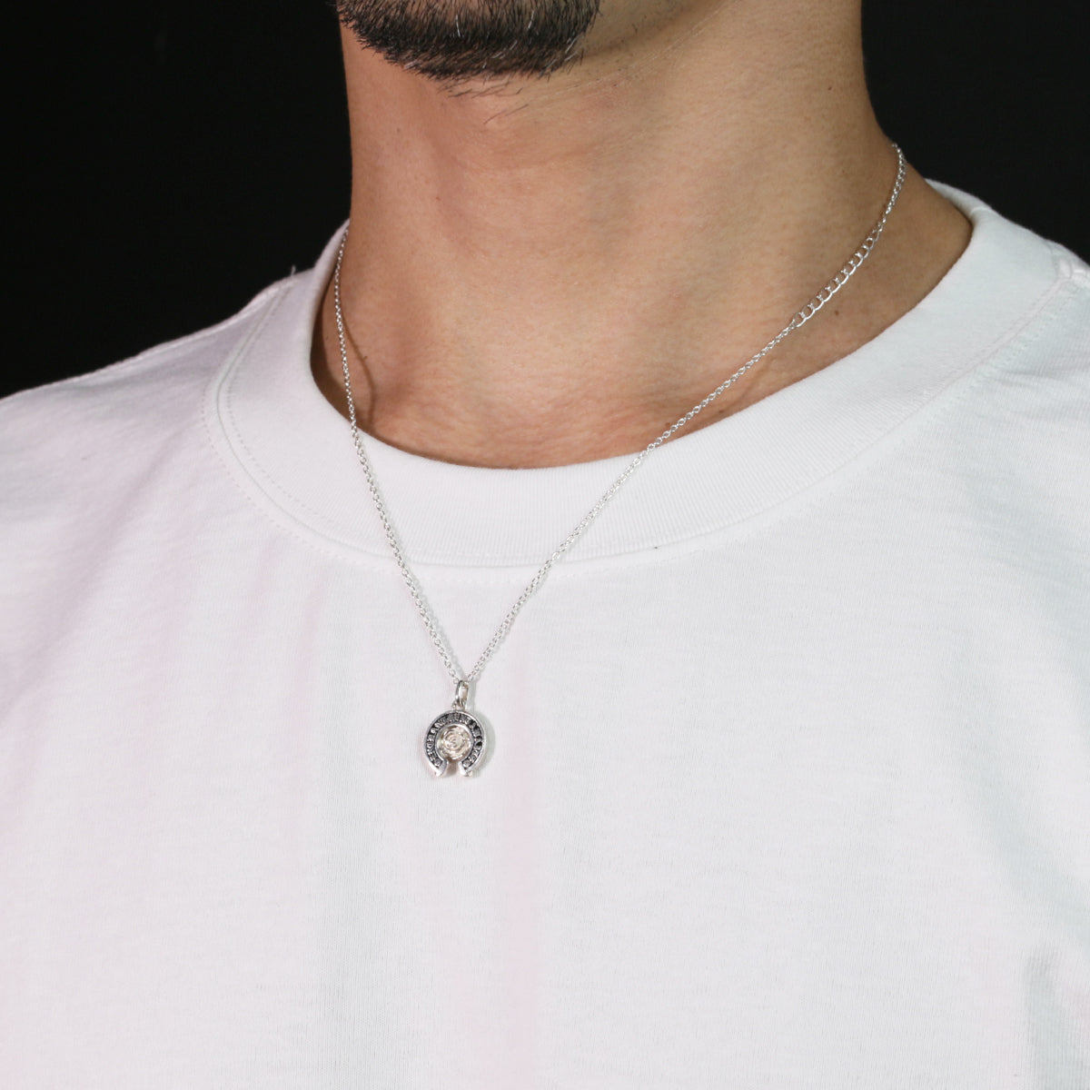 Beauty and the Beast Rose Necklace Prince Silver