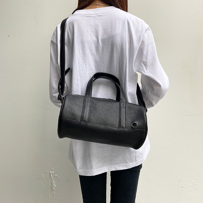 ENDURE Leather 2-Way Drum Bag Shoulder Bag S - Black