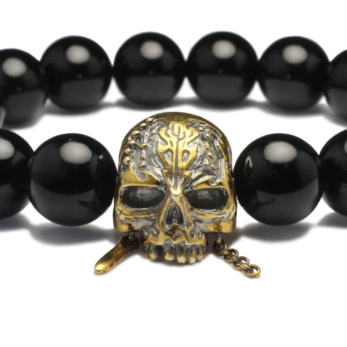 Pirates of the Caribbean: Dead Men Tell No Tales Skull Bracelet in Onyx - Gold