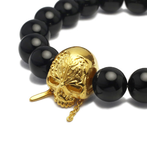 Pirates of the Caribbean: Dead Men Tell No Tales Skull Bracelet in Onyx - 18K Yellow Gold