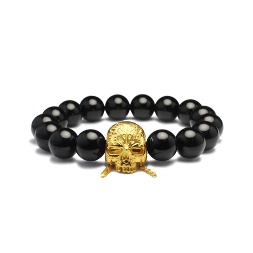 Pirates of the Caribbean: Dead Men Tell No Tales Skull Bracelet in Onyx - 18K Yellow Gold