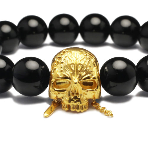 Pirates of the Caribbean: Dead Men Tell No Tales Skull Bracelet in Onyx - 18K Yellow Gold