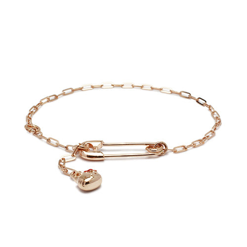 Hello Kitty Safety Pin Bracelet - Pink Gold