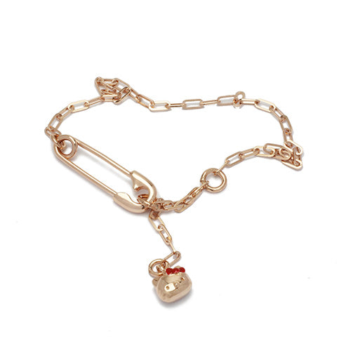 Hello Kitty Safety Pin Bracelet - Pink Gold