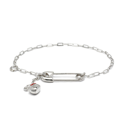 Hello Kitty 别针手链 - 银色