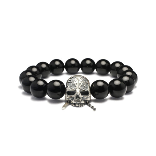 Pirates of the Caribbean: Dead Men Tell No Tales Skull Bracelet in Onyx - Silver