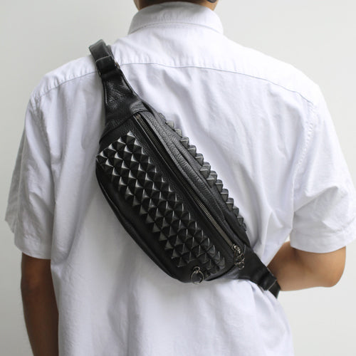 ENDURE Leather JAM Studded Body Bag Shoulder Bag S - Black