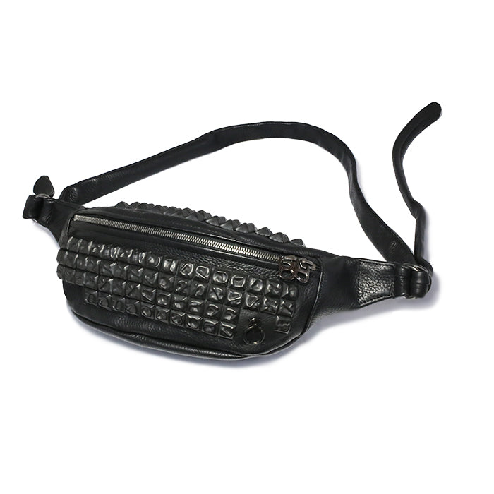 ENDURE Leather Studded Body Bag Shoulder Bag S - Black