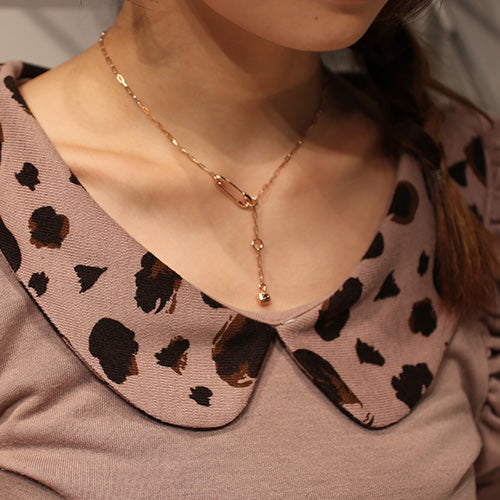 Hello Kitty Safety Pin Necklace - Pink Gold