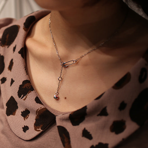 Hello Kitty Safety Pin Necklace - Silver