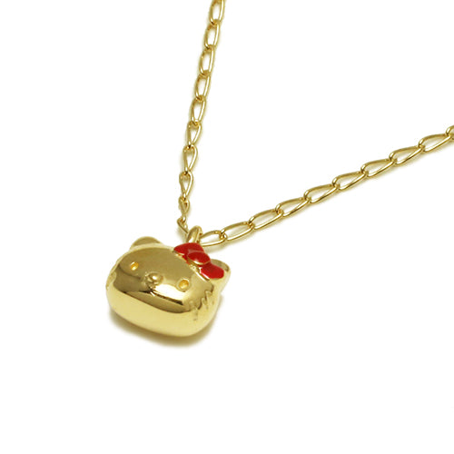 Hello Kitty Face Necklace - Yellow Gold