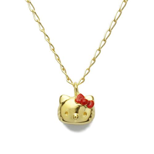 Hello Kitty Face Necklace - Yellow Gold