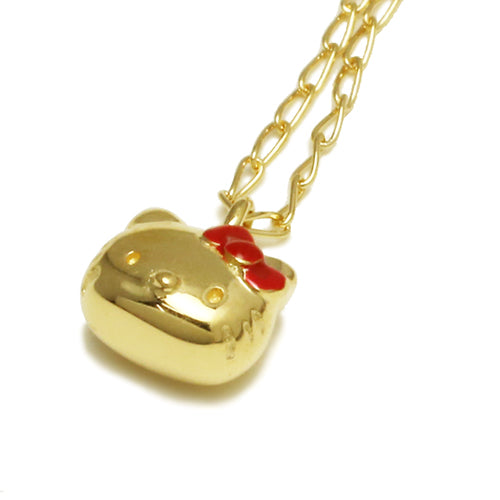 Hello Kitty Face Necklace - Yellow Gold