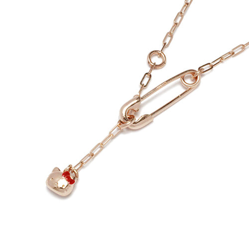 Hello Kitty Safety Pin Necklace - Pink Gold