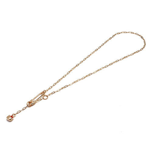 Hello Kitty Safety Pin Necklace - Pink Gold