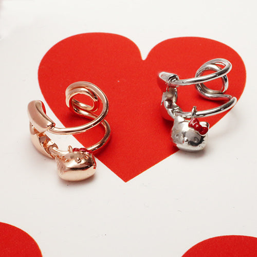 Hello Kitty Safety Pin Ear Cuff - Silver